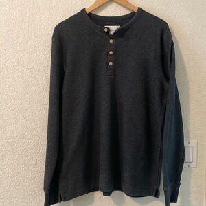 Goodfellow & Co. cotton blend thick long sleeve Henley tee,Large,Charcoal Gray